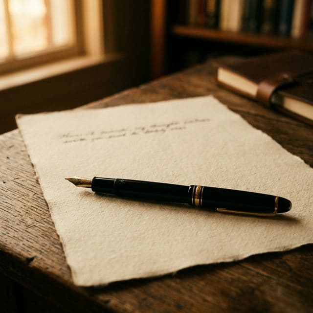 Fountain pen resting on heavy cream paper