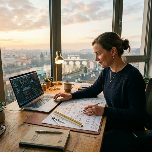 Editorial workspace representing professional authority